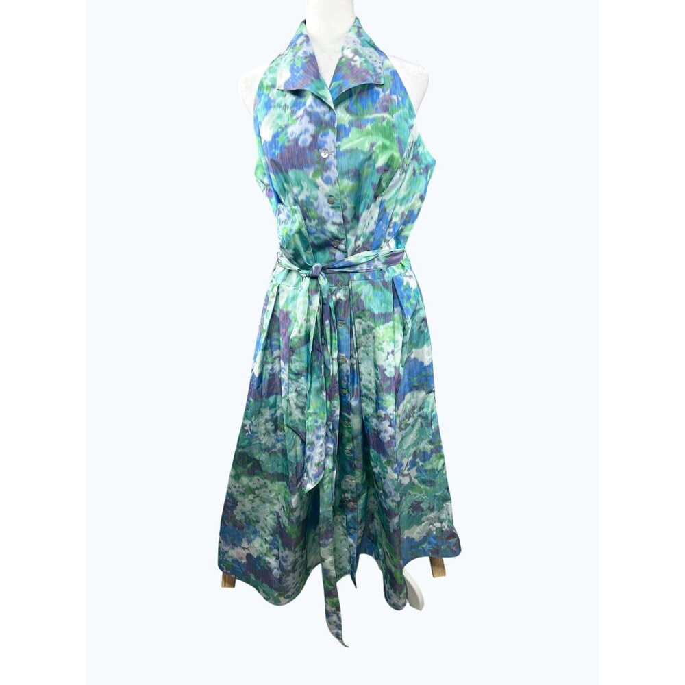 Sara Campbell Ashley Floral Halter Neck Button-Down Maxi Dress W/ Belt Size 12 - Picture 3 of 15